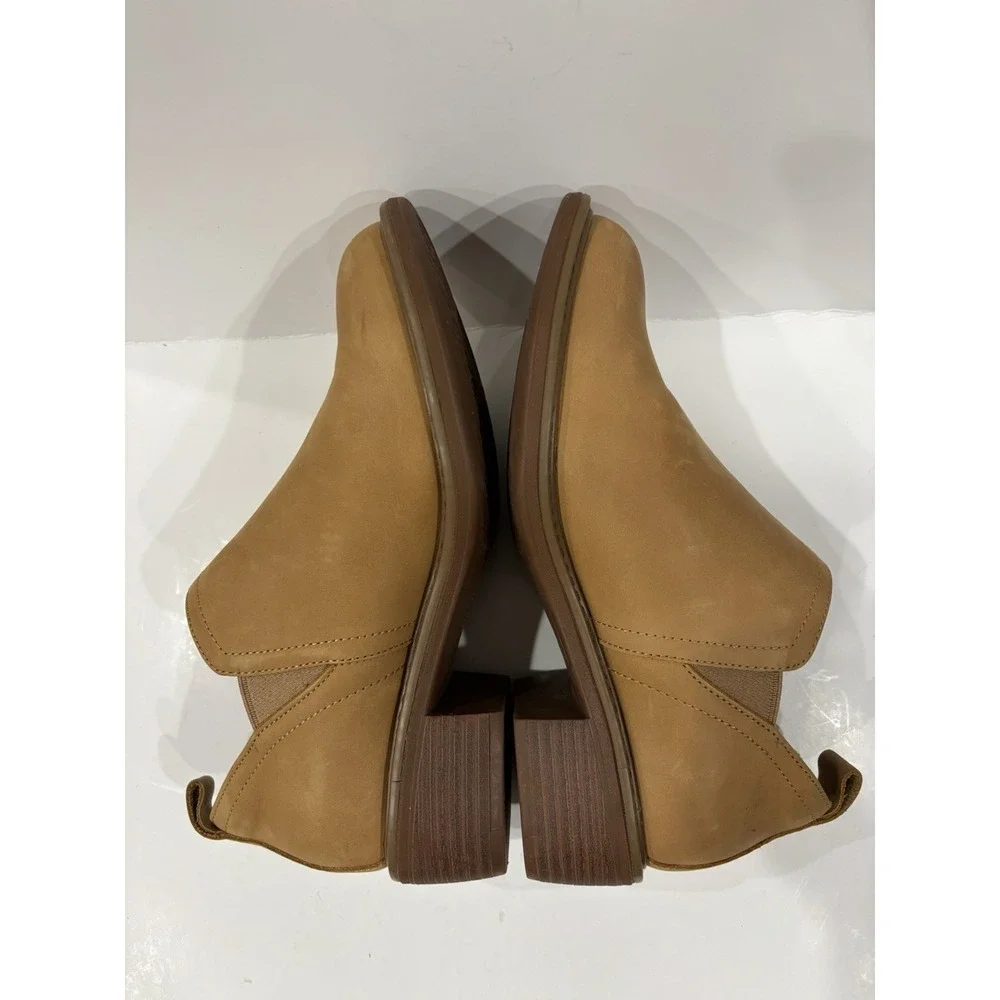 Alegria Women's Tan Leather Slip-On Ankle Booties Shoes Size 37.5 Slip Resistant